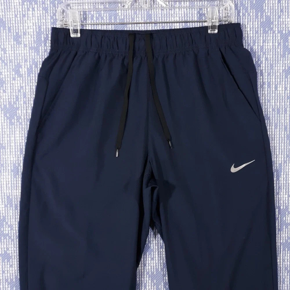 Nike Track Pants Mens Medium Dri-Fit Blue Elastic Waist Athletic Zippered Cuff